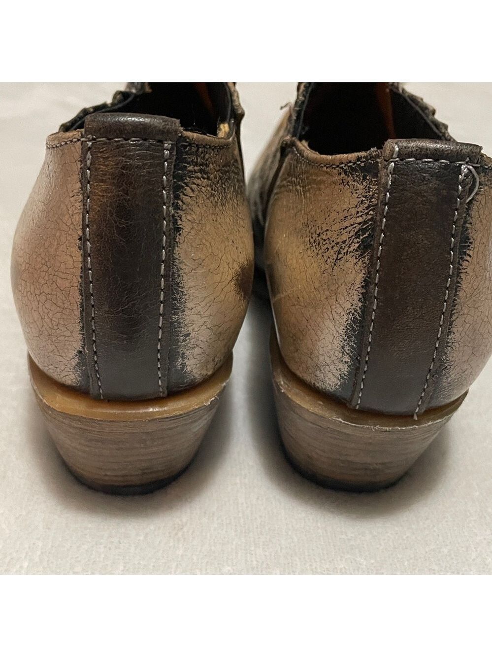Freebird Wyoming Metallic Bronze Leather Western Ankle  Bootie Sz 7M - Picture 3 of 12